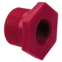 Flush Thread Reducer Bushing MPT x FPT - Kynar® Red PVDF Schedule 80, 6518-3-4