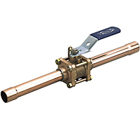 Three-Piece Bronze Ball Valve - Medical Gas, Copper Stub Ends, Stainless Trim, CS-595-YX-66, CS-595-YX-66-EC