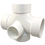 Double Sanitary Tee with Two 90° Inlets Hub - PVC DWV, 4835-9-9