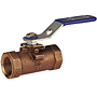 One-Piece Bronze Ball Valve - PTFE Seat, Stainless Steel Trim, T-560-BR-Y-66