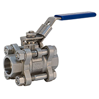 Three-Piece Stainless Steel Ball Valve - Full Port, Socket Weld End Connection, K-595-S6-R-66-LL