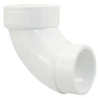 PVC DWV 3 X 3 X 2 NIBCO 4807-9 90 Degree Elbow with Side Inlet H x H x H 